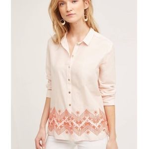 FREE HORSES {ANTHRO} mayflower button down coral